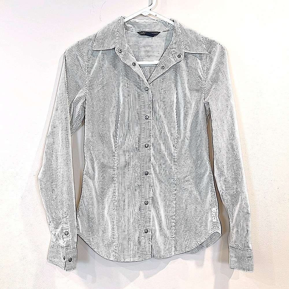 🔥Armani Exchange White and Black Striped Shirt🔥